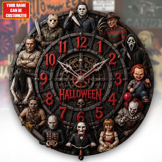 Horror Time - Personalized Wall Hanging Clock - Gift For Horror Lovers, Halloween NL122 
