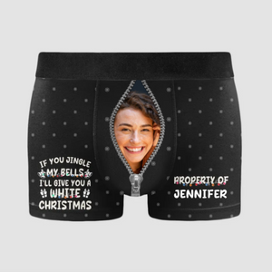 Custom Photo If You Jingle My Bells I Promise You A White Christmas - Gift For Husband - Personalized Men's Boxer Briefs