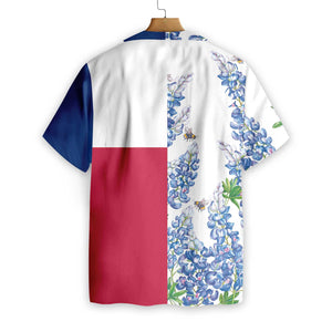 Royal Blue Bluebonnet Texas Floral Flaghawaiian Shirt