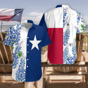 Royal Blue Bluebonnet Texas Floral Flaghawaiian Shirt