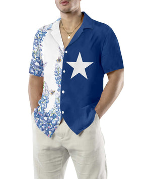 Royal Blue Bluebonnet Texas Floral Flaghawaiian Shirt