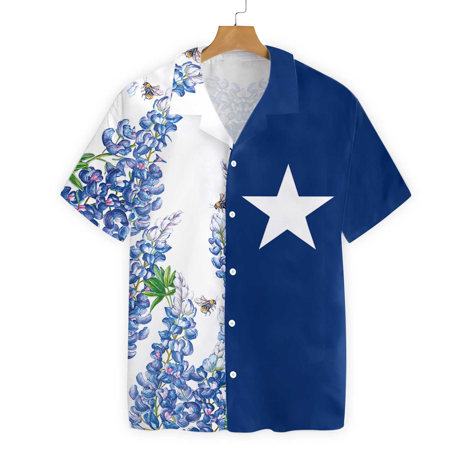 Royal Blue Bluebonnet Texas Floral Flaghawaiian Shirt