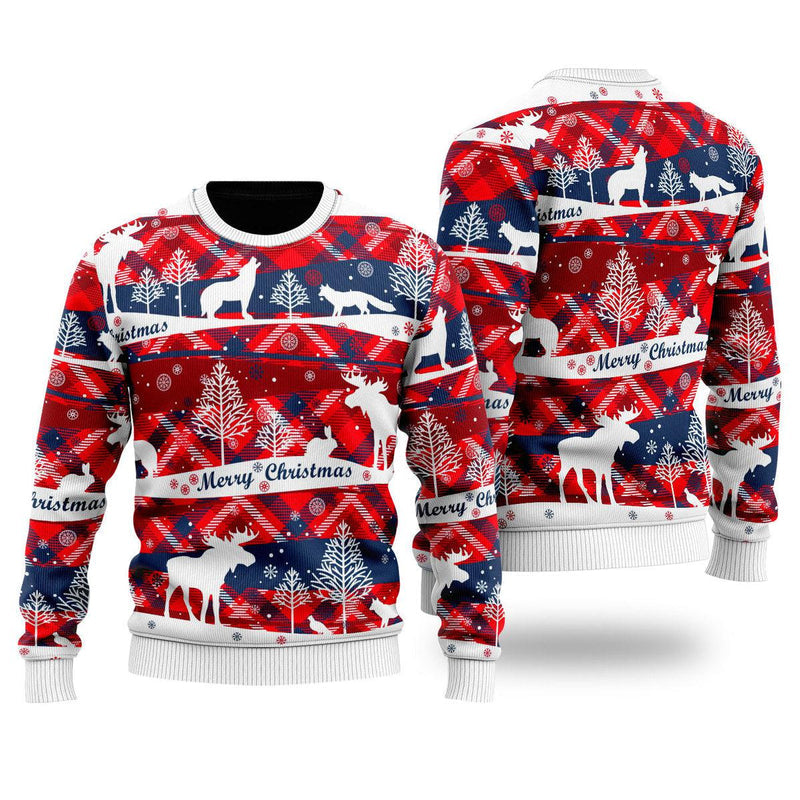 Red Blue Light Up Christmas Ugly Sweatshirt For Men & Women