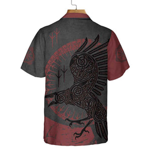 Red And Black Raven Viking Hawaiian Shirt, Unique Viking Raven Shirt