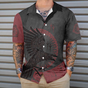 Red And Black Raven Viking Hawaiian Shirt, Unique Viking Raven Shirt