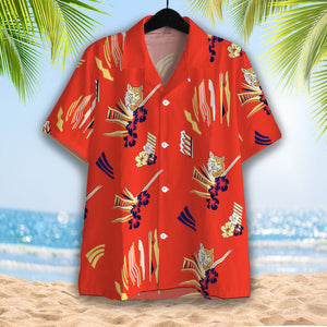 Red Summer Tiger And Flowers Red Aloha Hawaiian Shirts For Men & Women