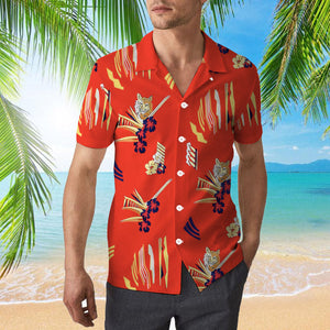 Red Summer Tiger And Flowers Red Aloha Hawaiian Shirts For Men & Women