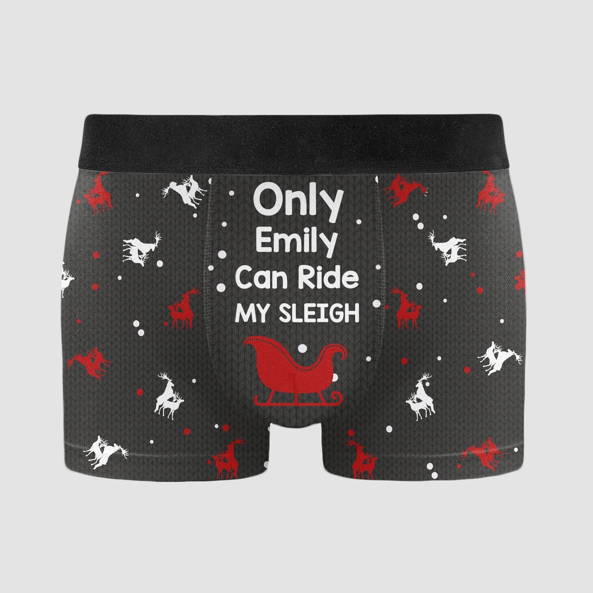 Ride My Sleigh Funny Christmas - Gift For Couples - Personalized Men's Boxer