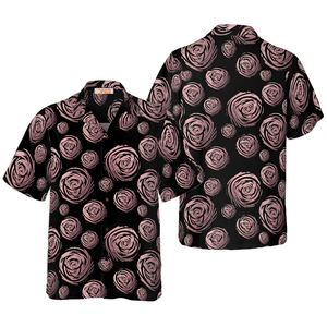 Rose Gold In Black Hawaiian Shirt