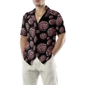 Rose Gold In Black Hawaiian Shirt