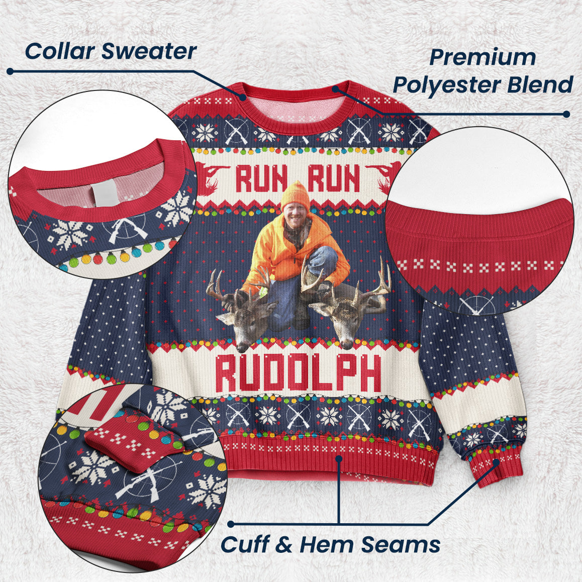 Run Run Rudolph Hunting Christmas Gifts For Dad_ Grandpa_ Husband Personalized Photo Ugly Sweater_4_8825cc02 b414 4ca6 8326 6bb3167ca91b