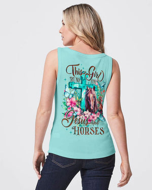 Runs On Jesus And Horses - Women's All Over Print Shirt - AT4080507