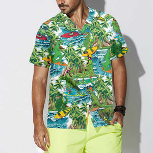 Surfing Dinosaur Hawaiian Shirt, Funny Dinosaur Shirt