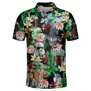 Star Wars Lego Baby Yoda, Darth Vader and Stormtroopers Tropical - Polo Shirt