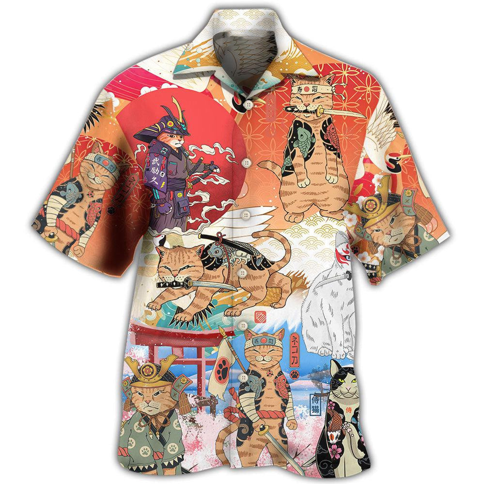 Samurai Cat Funny Art Japanese - Hawaiian Shirt