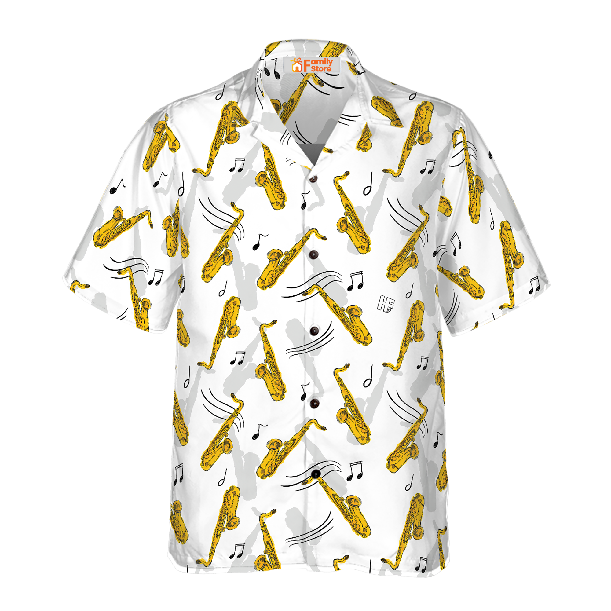 Saxophone Seamless Pattern Hawaiian Shirt