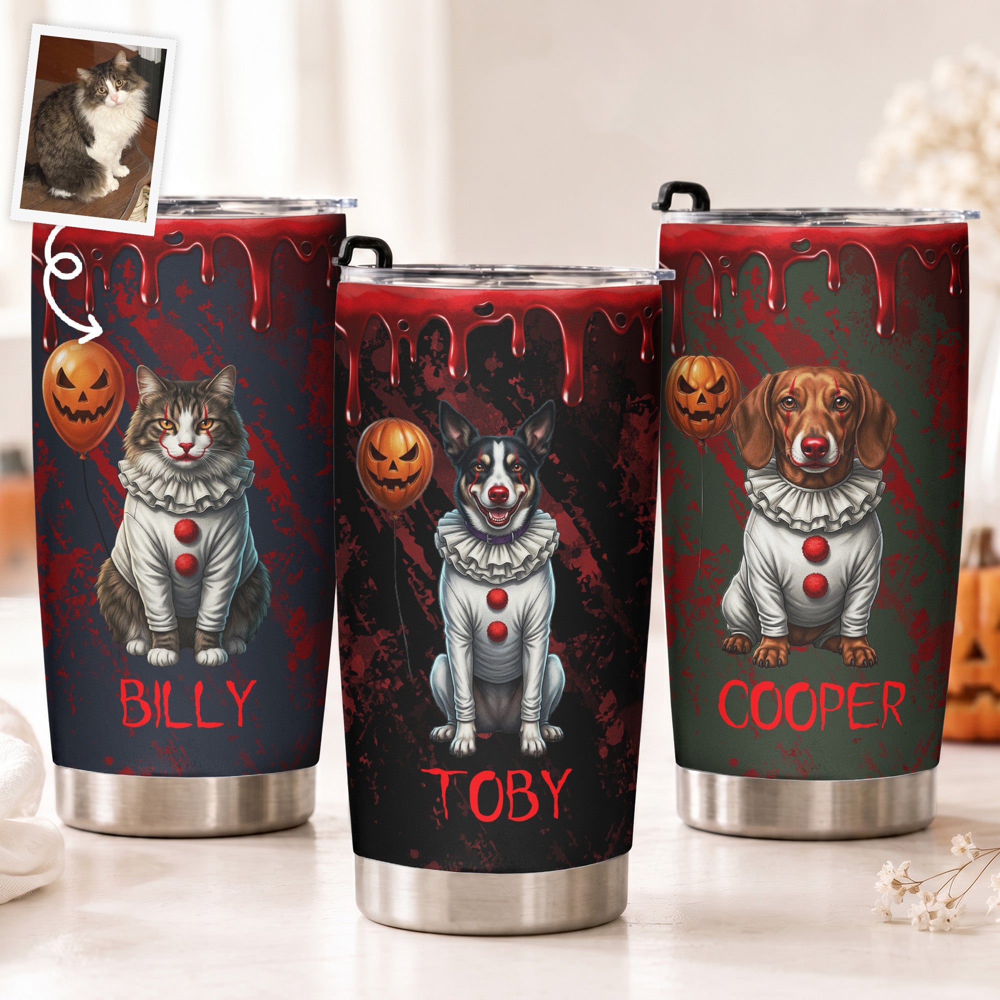 Scary_Halloween_Clown_Gift_For_Pet_Lover_Personalized_Tumbler_0