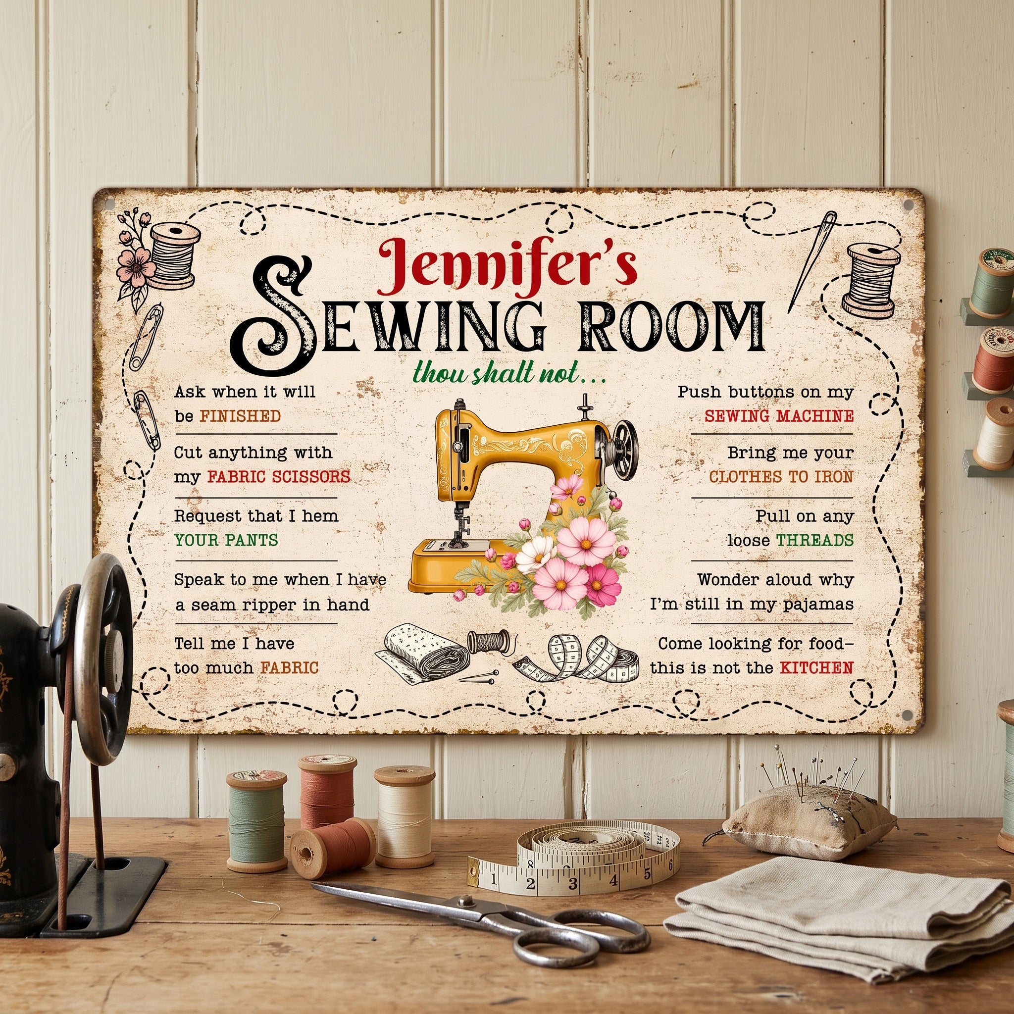 Sewing Room Thou Shalt Not_ Personalized Metal Sign_1