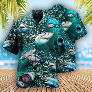 Shark In A World Full Of Fish Be A Shark Hawaiian Shirt