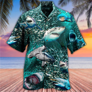 Shark In A World Full Of Fish Be A Shark Hawaiian Shirt