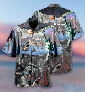 Shark In America Hollywood Hawaiian Shirt