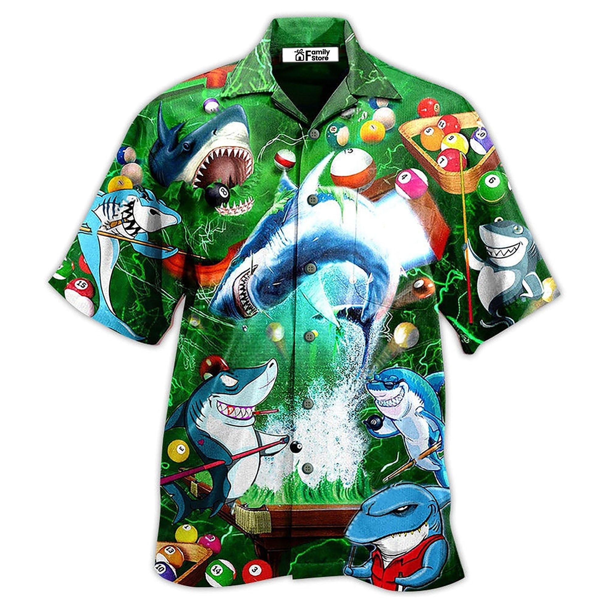 Shark Jumping In The Ocean Stained Glass Hawaiian Shirt