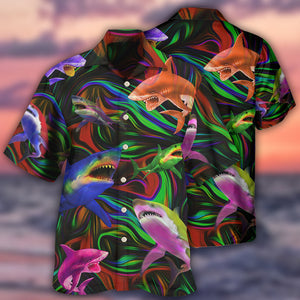 Shark Neon Style Lover Hawaiian Shirt