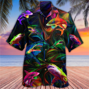 Shark Neon Style Lover Hawaiian Shirt