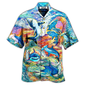 Shark Painting Color Hawaiian Shirt