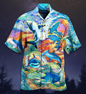 Shark Painting Color Hawaiian Shirt