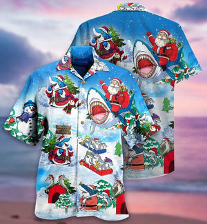 Shark Santa Love Xmas Hawaiian Shirt