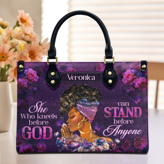 She_Who_Kneels_Before_God_ _Personalized_Leather_Handbag_ _Christian_Gift_For_Her