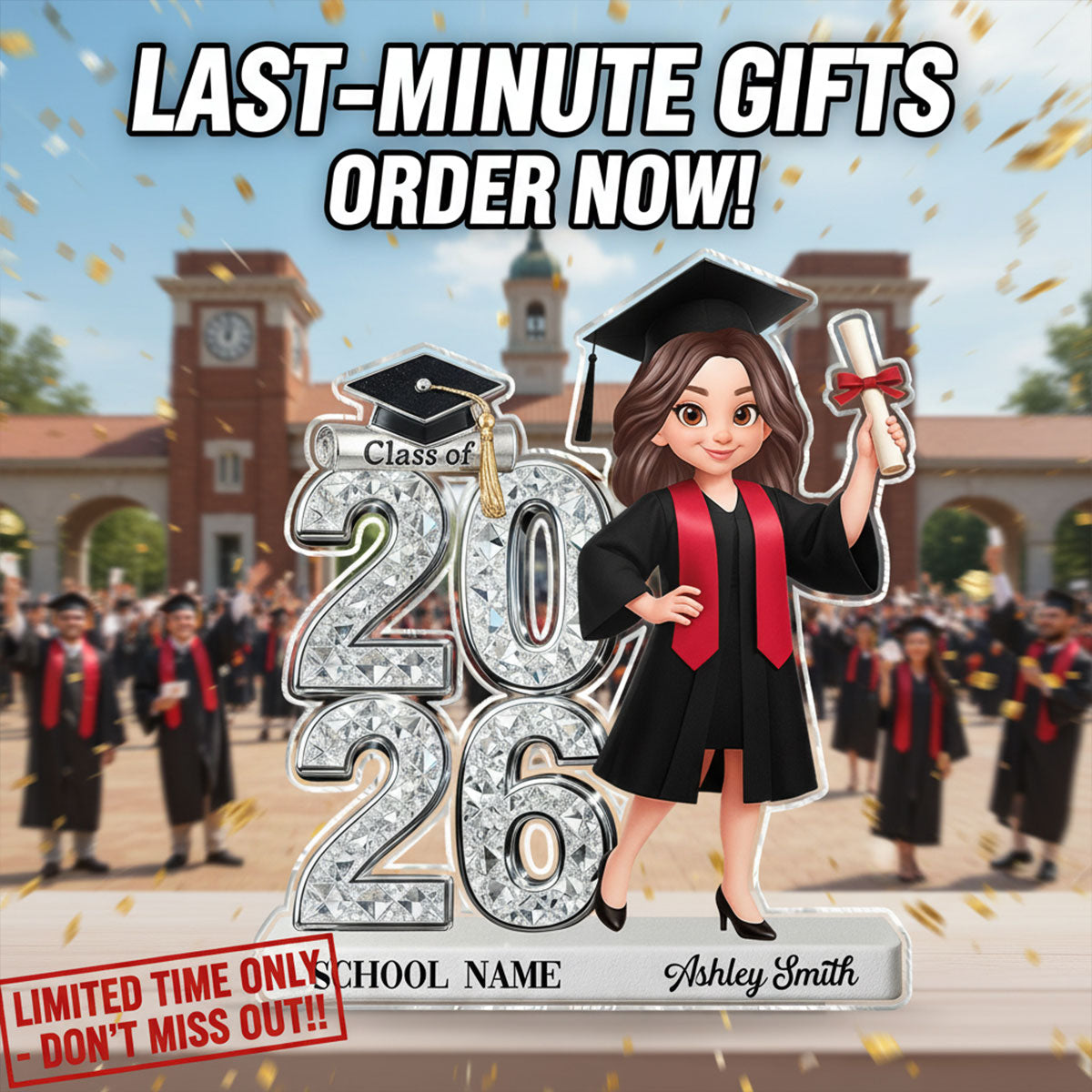ShinyEffectClassOf20262027Senior2DFlat PersonalizedAcrylicBlockPlaque GraduationGiftForGraduates_Daughter_So_4