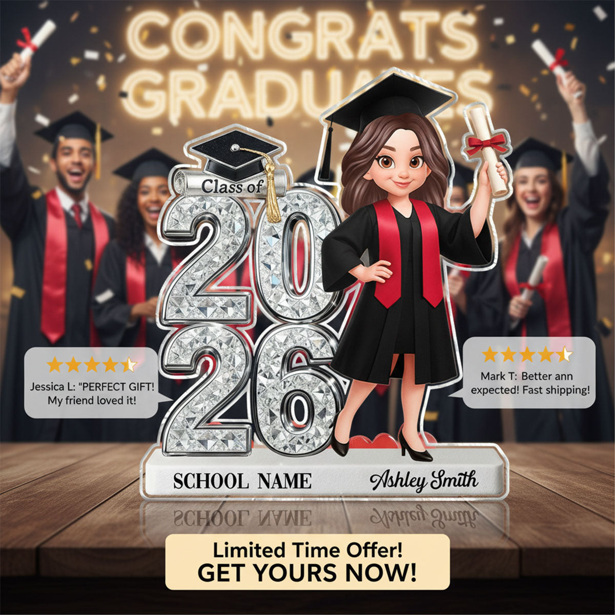 ShinyEffectClassOf20262027Senior2DFlat PersonalizedAcrylicBlockPlaque GraduationGiftForGraduates_Daughter_So_5