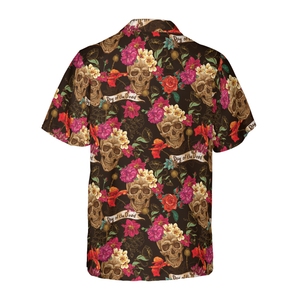 Skull And Flowers Day Of Dead Hawaiian Shirt