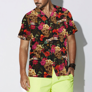 Skull And Flowers Day Of Dead Hawaiian Shirt