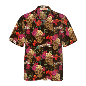 Skull And Flowers Day Of Dead Hawaiian Shirt