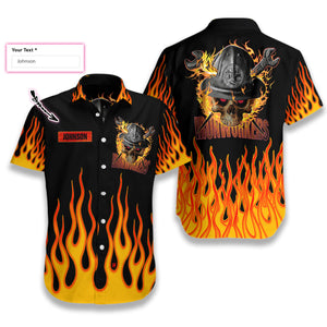 Skull Flame Ironworker Custom Hawaiian Shirt