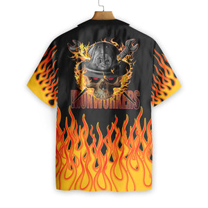 Skull Flame Ironworker Custom Hawaiian Shirt