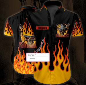 Skull Flame Ironworker Custom Hawaiian Shirt