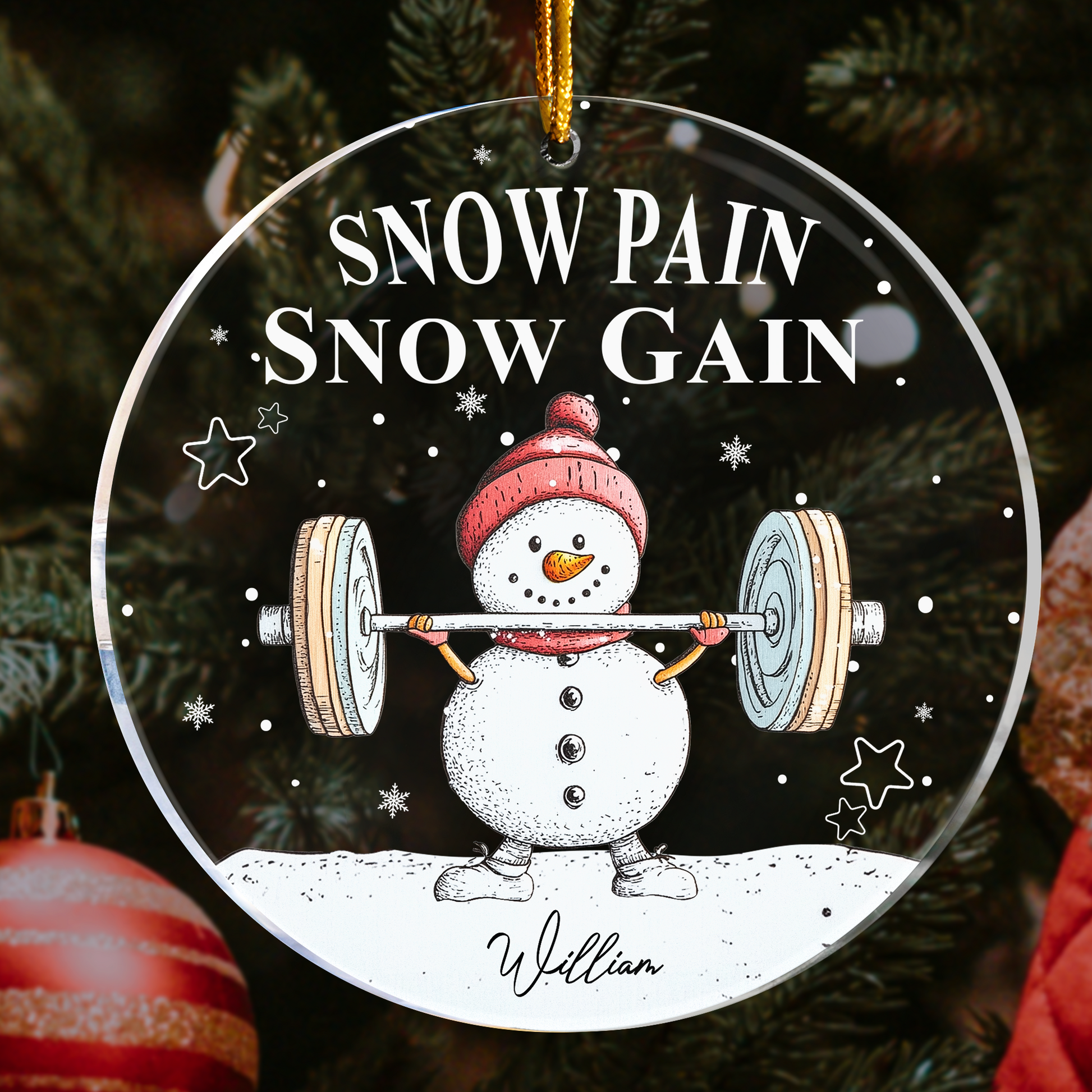 Snow Pain Snow Gain - Personalized Acrylic Ornament - Gift For Fitness Lovers NH96