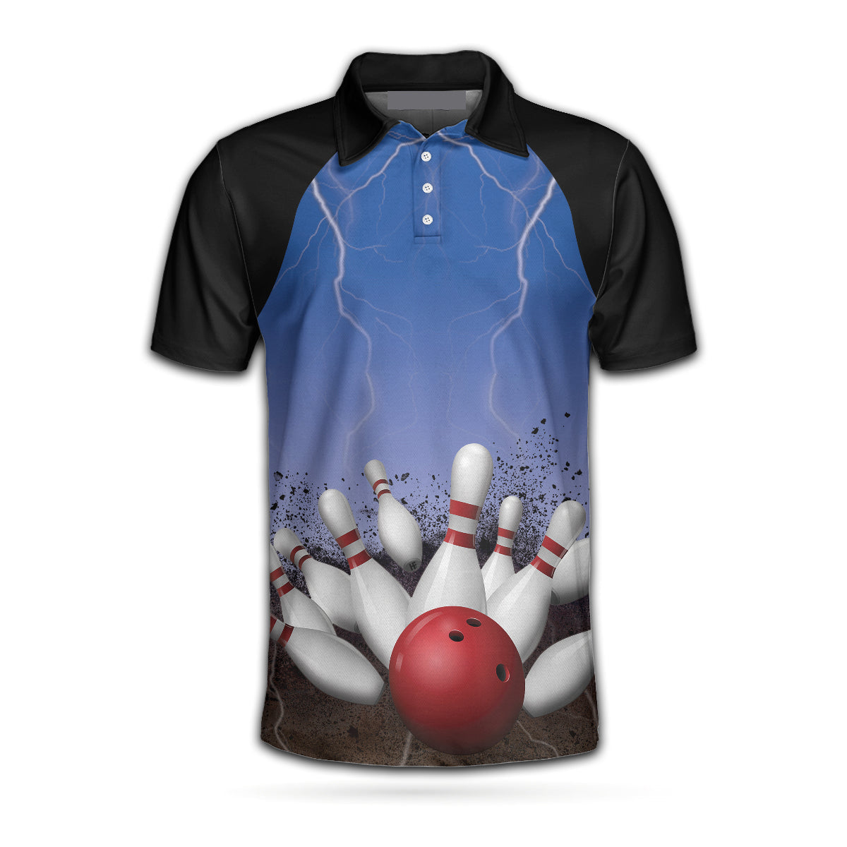Spare No One Black And Blue Tenpin Polo Shirt For Men