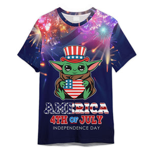 Star Wars Baby Yoda America July 4th Independence Day 3D T-shirt