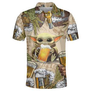 Star Wars Baby Yoda And Beer Wheat - Polo Shirt