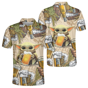 Star Wars Baby Yoda And Beer Wheat - Polo Shirt