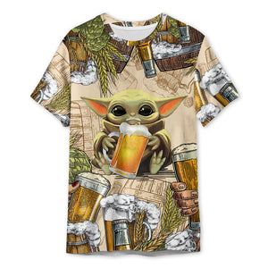 Star Wars Baby Yoda And Beer Wheats - 3D T-shirt