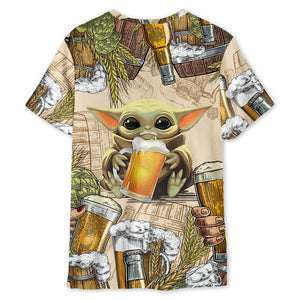 Star Wars Baby Yoda And Beer Wheats - 3D T-shirt