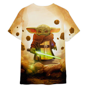 Star Wars Baby Yoda Build A Lightsaber 3D T-shirt