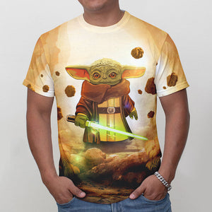 Star Wars Baby Yoda Build A Lightsaber 3D T-shirt