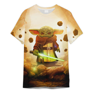 Star Wars Baby Yoda Build A Lightsaber 3D T-shirt